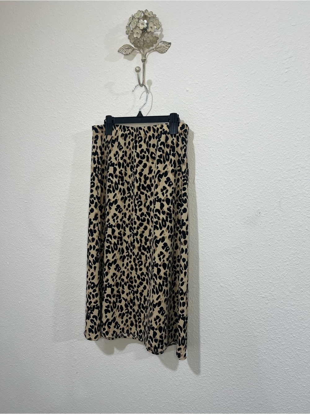 Leopard Print Midi Skirt - Beige and Black